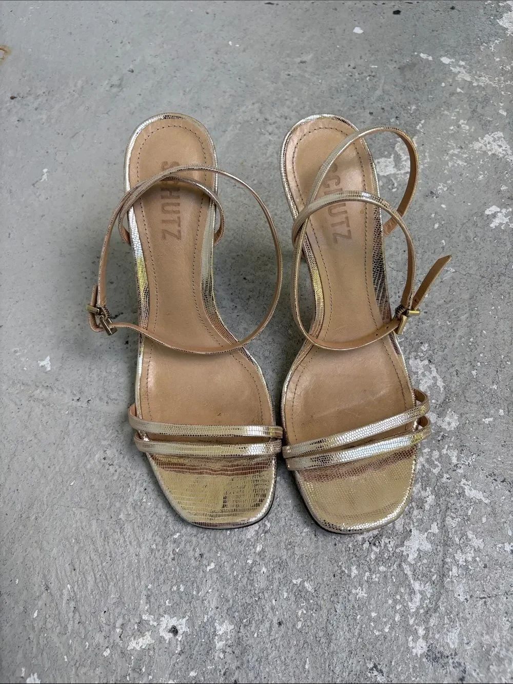 Schutz Altina metallic folk snake Strappy sandals